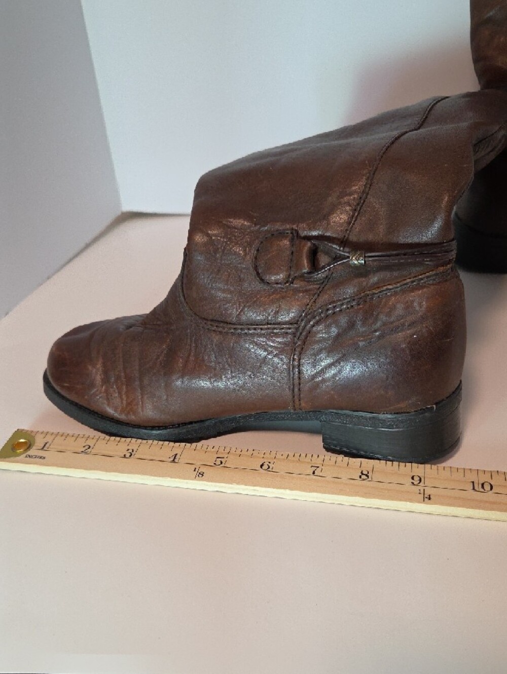 Jessica Knee-High Leather Boots Brown Riding Style Low Heel Women's Size 6 - Picture 11 of 11